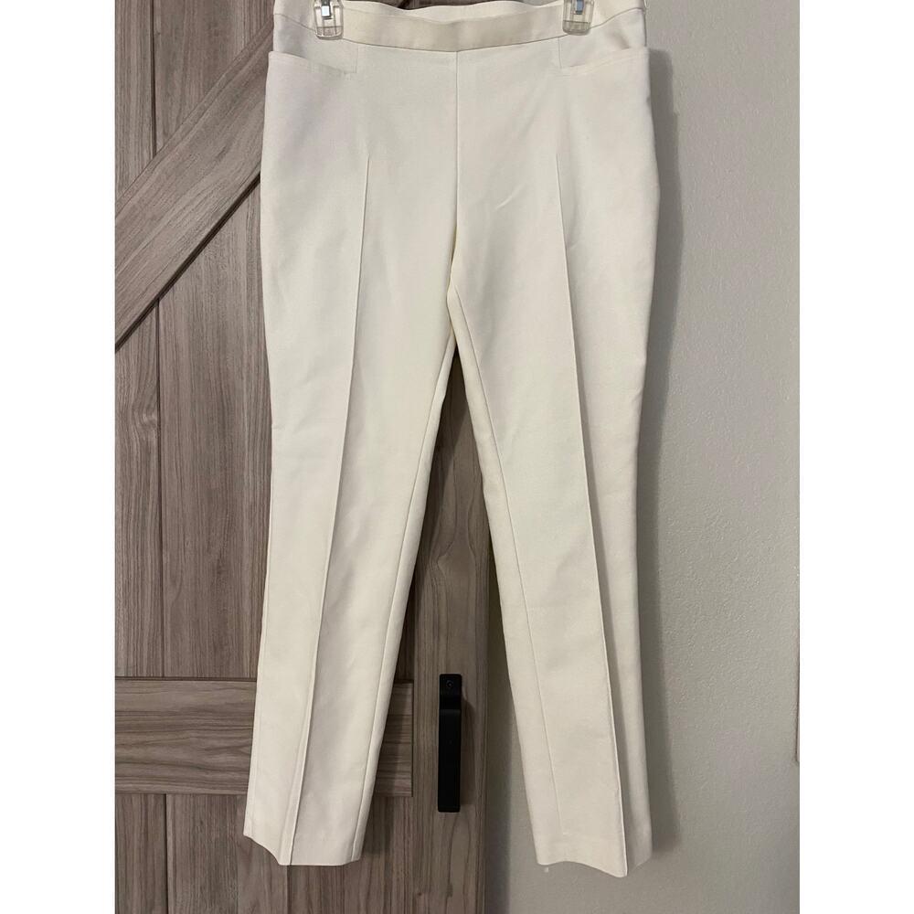 Akris Punto Size 10 ivory mid rise slim leg pant